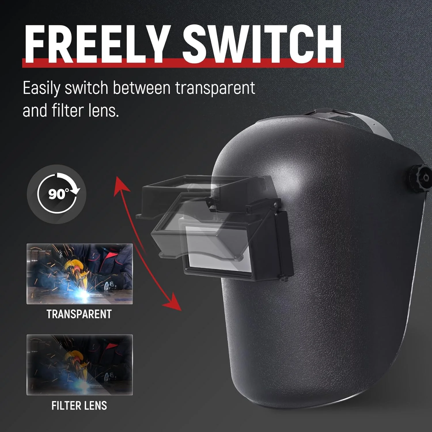 کلاه جوشکاری TOPDC با ابعاد 3.86"x1.61"، ماسک جوشکاری با قسمت جلویی متحرک و هدگیر قابل تنظیم، سایه 11