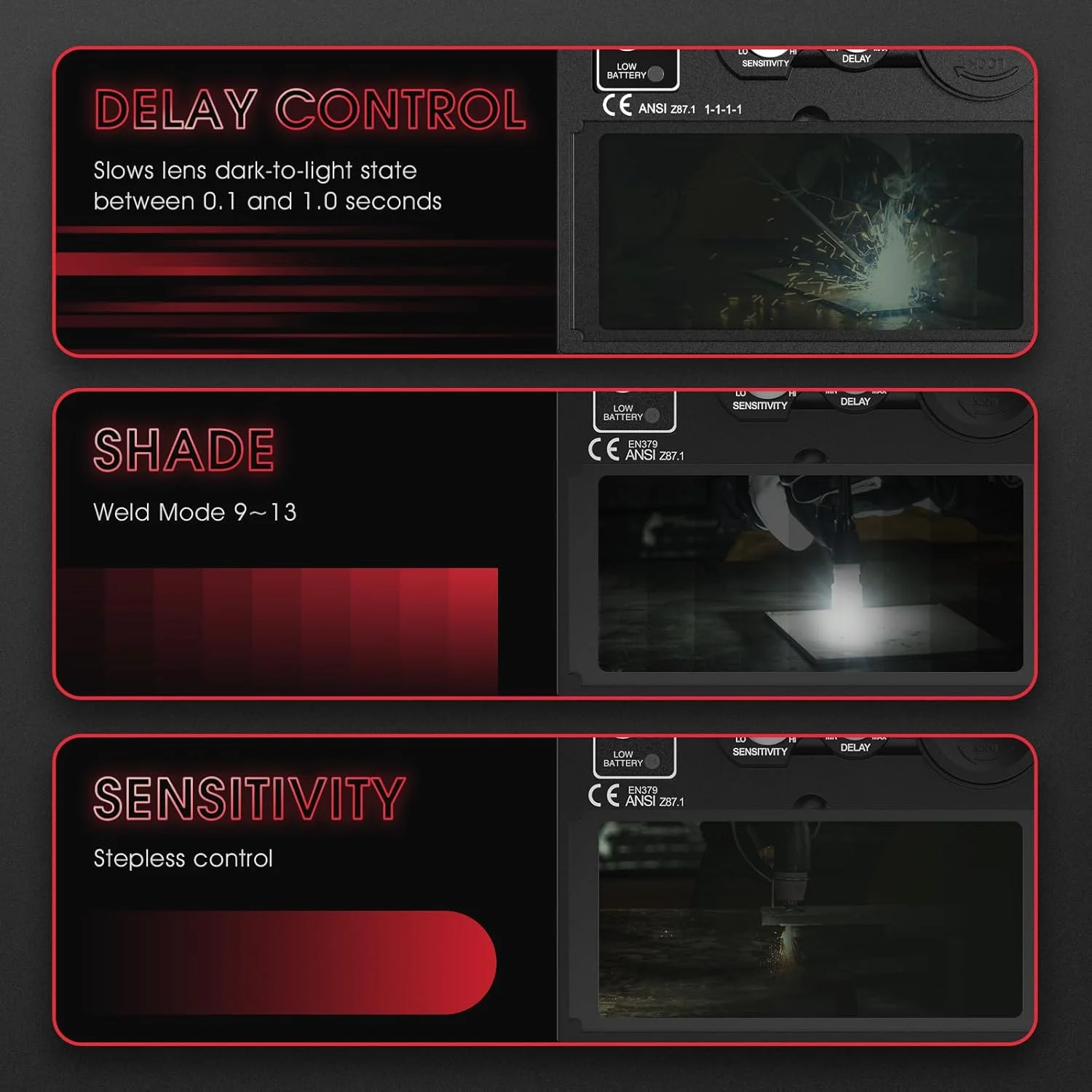 کلاه ایمنی جوشکاری اتوماتیک با انرژی خورشیدی و رنگ واقعی YESWELDER، سایه گسترده 4/9-13 برای کلاه جوشکاری TIG MIG ARC