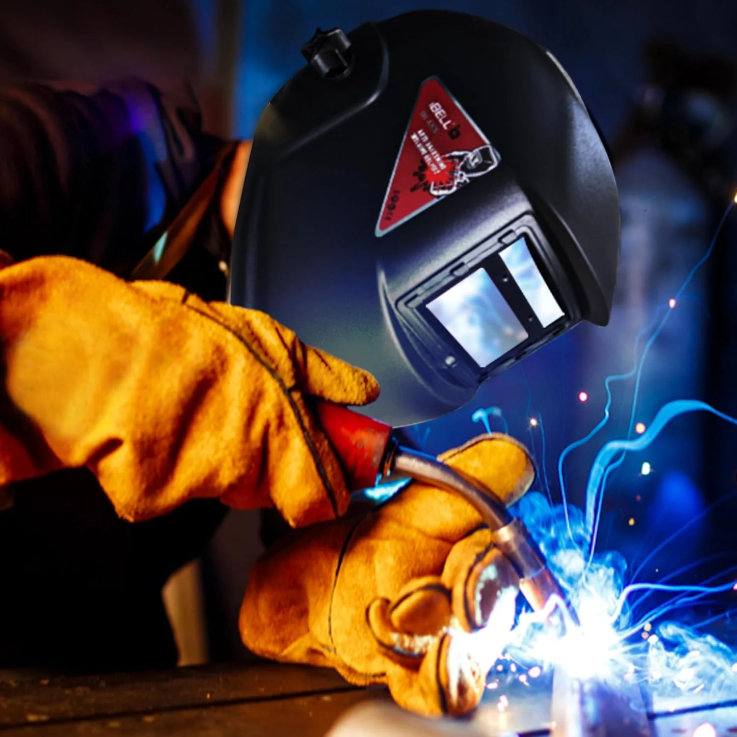 ماسک جوشکاری اتوماتیک تیره شونده iBELL مدل IBL 420S – با منبع تغذیه خورشیدی و باتری، 2 سنسور قوس، سایه قابل تنظیم DIN 9-13، حالت سنگ زنی، محافظت در برابر اشعه ماوراء بنفش/مادون قرمز – برای جوشکاری MIG، TIG، MMA (محدوده دید 93×43 میلی متر)