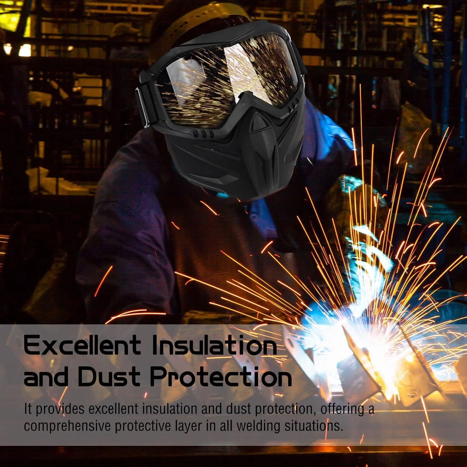 ماسک جوشکاری Azonee - محافظ صورت ضد تابش نور برای محافظت از چشم در سنگ زنی، برش پلاسما، جوشکاری TIG، MIG، سبک وزن، محافظ صورت جداشدنی، سایه ثابت برای مردان و زنان