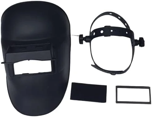 قصی تریدینگ - کلاه جوشکاری مشکی با محافظ صورت قابل تنظیم، نگهدارنده لنز جلویی بالابر، شیشه قابل تعویض و چرخ تنظیم زاویه برای محافظت بهینه از چشم