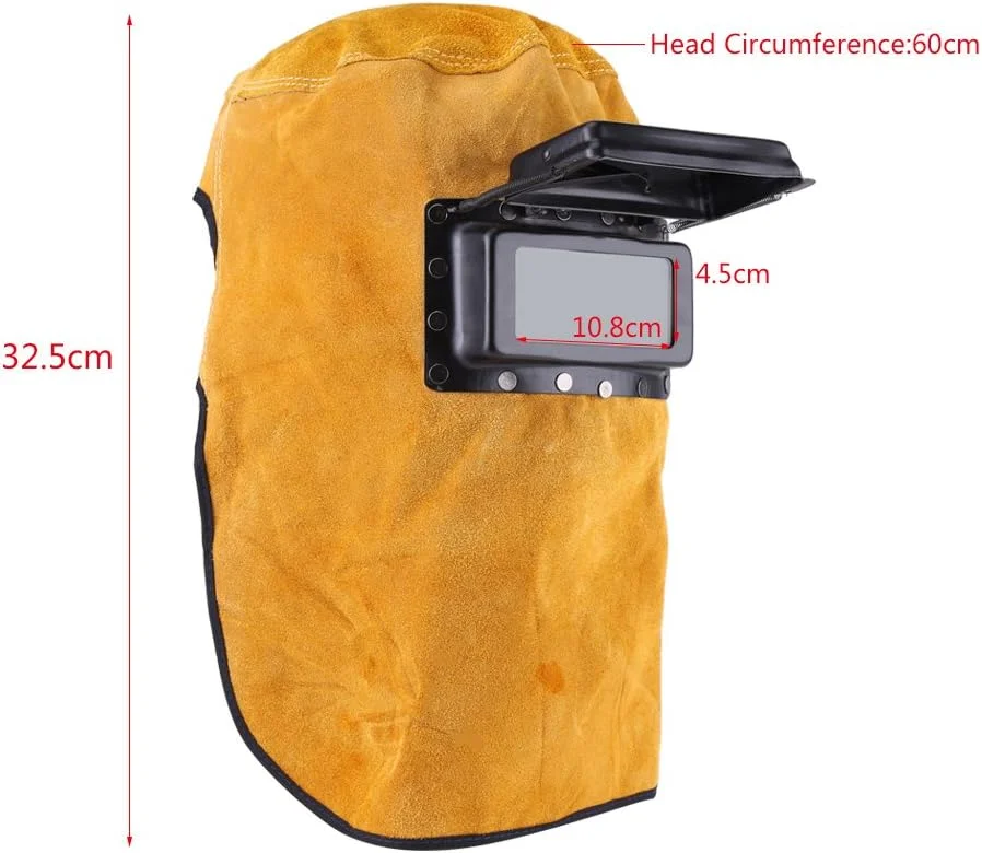 کلاه جوشکاری Jectse، مقاوم در برابر حرارت، ماسک تنفسی با لنز، پوشش کامل صورت برای کار جوشکاری، با اندازه قابل تنظیم، جنس چرم گاوی، فریم دید اسفنجی کلاه جوشکاری Jectse، مقاوم در برابر حرارت، ماسک تنفسی با لنز، پوشش کامل صورت برای کار جوشکاری، با اندازه قابل تنظیم، جنس چرم گاوی، فریم دید اسفنجی