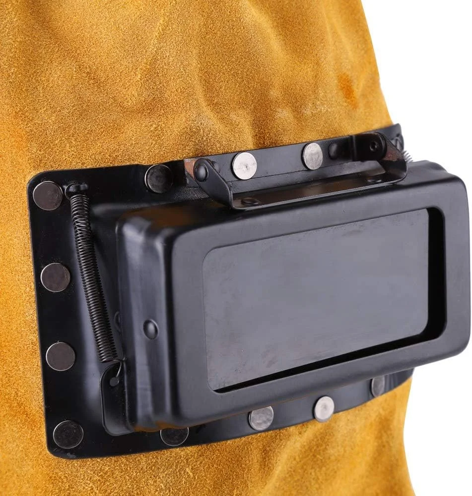 کلاه جوشکاری Jectse، مقاوم در برابر حرارت، ماسک تنفسی با لنز، پوشش کامل صورت برای کار جوشکاری، با اندازه قابل تنظیم، جنس چرم گاوی، فریم دید اسفنجی کلاه جوشکاری Jectse، مقاوم در برابر حرارت، ماسک تنفسی با لنز، پوشش کامل صورت برای کار جوشکاری، با اندازه قابل تنظیم، جنس چرم گاوی، فریم دید اسفنجی