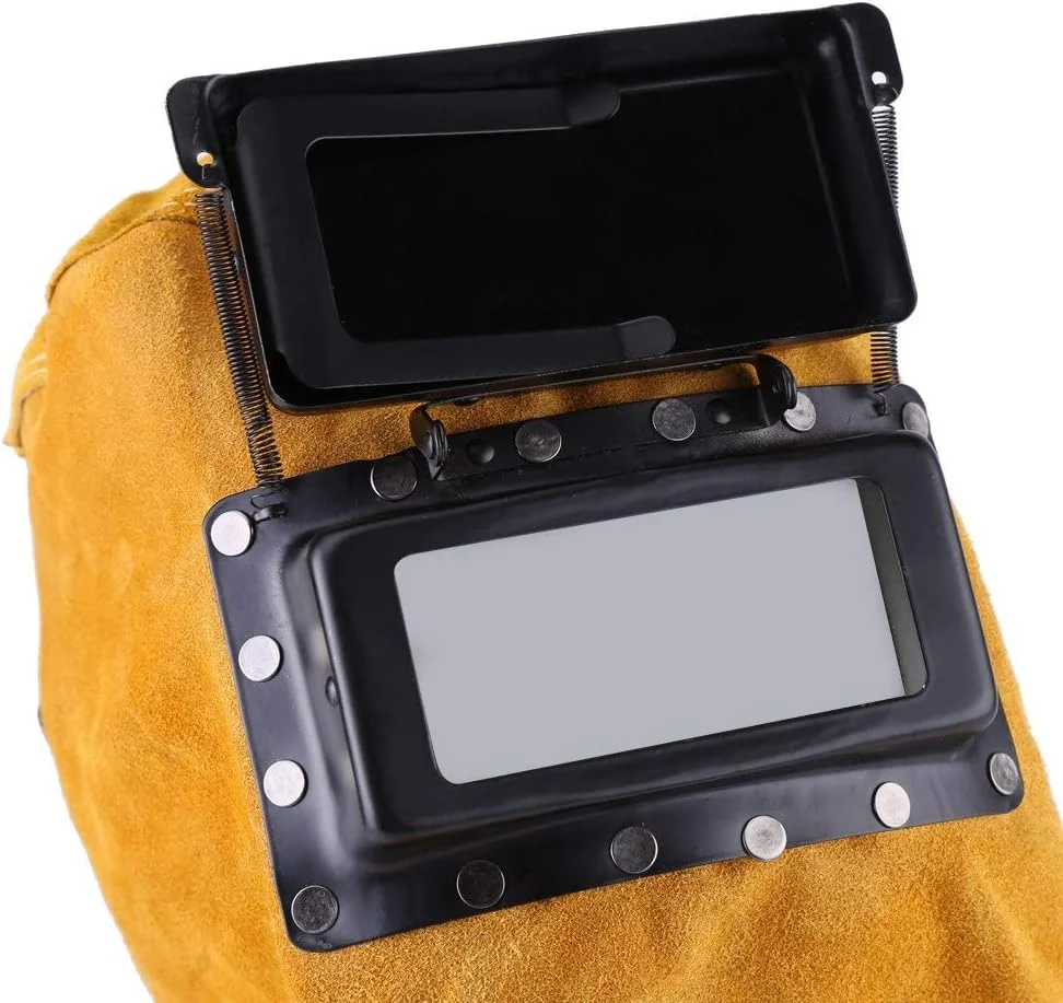 کلاه جوشکاری Jectse، مقاوم در برابر حرارت، ماسک تنفسی با لنز، پوشش کامل صورت برای کار جوشکاری، با اندازه قابل تنظیم، جنس چرم گاوی، فریم دید اسفنجی کلاه جوشکاری Jectse، مقاوم در برابر حرارت، ماسک تنفسی با لنز، پوشش کامل صورت برای کار جوشکاری، با اندازه قابل تنظیم، جنس چرم گاوی، فریم دید اسفنجی