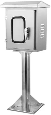 جعبه تقسیم استیل ضد زنگ بیرونی، جعبه اتصال برق ضد آب، جعبه محفظه تجهیزات الکتریکی جهانی با قفل های ایمنی و صفحات نصب (نقره ای - 500X400X200 میلی متر)