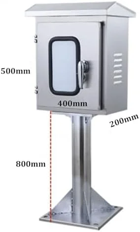 جعبه تقسیم استیل ضد زنگ بیرونی، جعبه اتصال برق ضد آب، جعبه محفظه تجهیزات الکتریکی جهانی با قفل های ایمنی و صفحات نصب (نقره ای - 500X400X200 میلی متر)