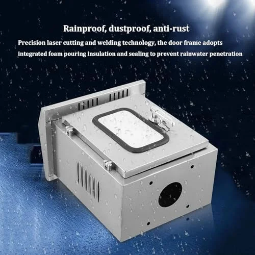 جعبه تقسیم استیل ضد زنگ بیرونی، جعبه اتصال برق ضد آب، جعبه محفظه تجهیزات الکتریکی جهانی با قفل های ایمنی و صفحات نصب (نقره ای - 500X400X200 میلی متر)