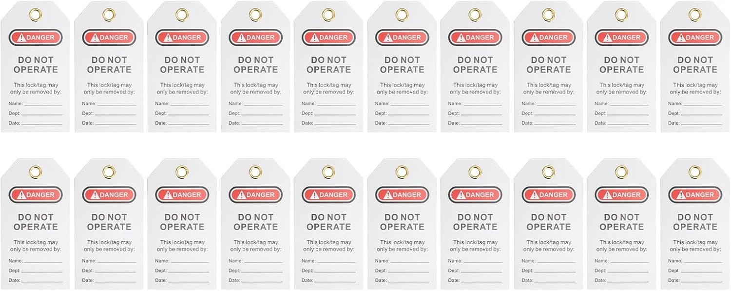 برچسب های قفل گذاری و برچسب گذاری، پلاستیک PVC، علامت ایمنی آب، تجهیزات هشدار صنعتی بادوام برای نیروگاه های برق، تاسیسات شیمیایی، 20 عدد، سفید