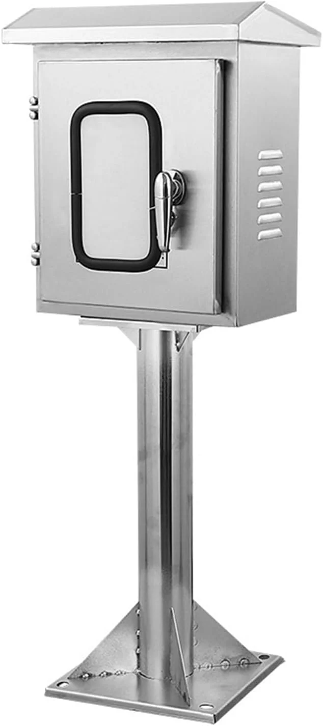 جعبه تقسیم استیل ضد زنگ بیرونی، جعبه اتصال برق ضد آب، جعبه محفظه تجهیزات الکتریکی جهانی با قفل های ایمنی و صفحات نصب (نقره ای - 500X400X200 میلی متر)