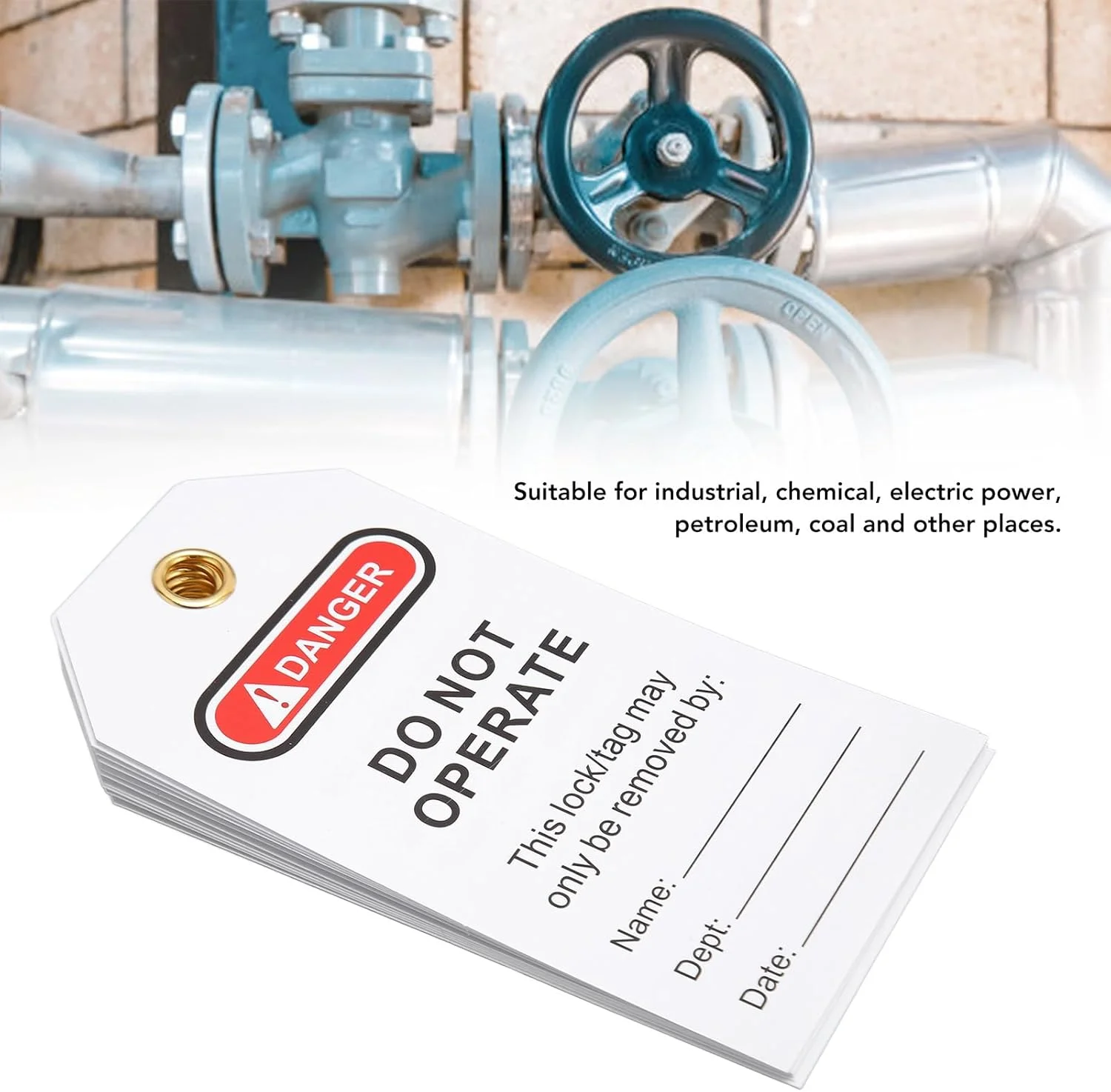 برچسب های قفل گذاری و برچسب گذاری، پلاستیک PVC، علامت ایمنی آب، تجهیزات هشدار صنعتی بادوام برای نیروگاه های برق، تاسیسات شیمیایی، 20 عدد، سفید