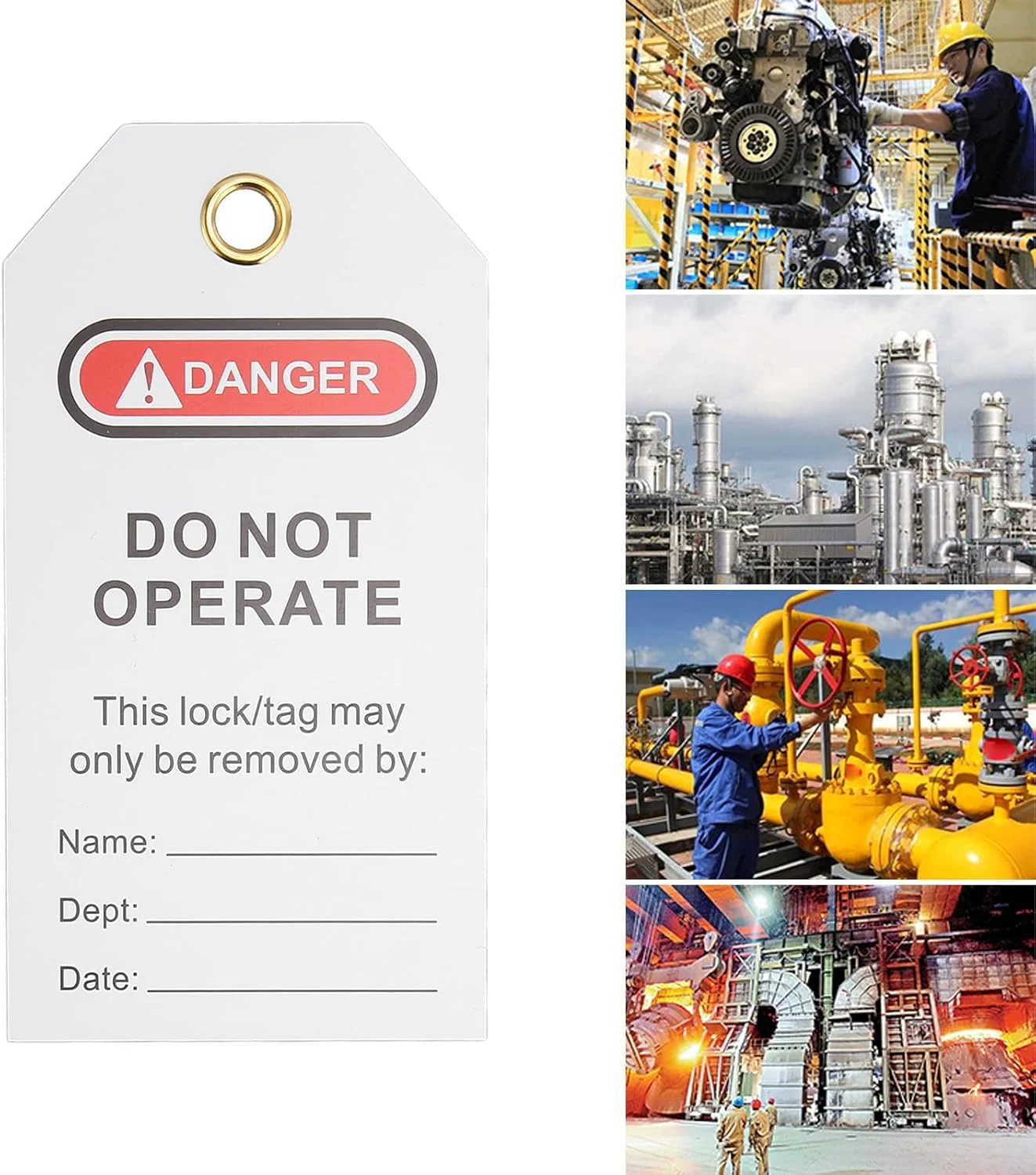 برچسب های قفل گذاری و برچسب گذاری، پلاستیک PVC، علامت ایمنی آب، تجهیزات هشدار صنعتی بادوام برای نیروگاه های برق، تاسیسات شیمیایی، 20 عدد، سفید