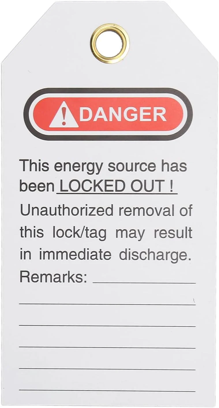 برچسب های قفل گذاری و برچسب گذاری، پلاستیک PVC، علامت ایمنی آب، تجهیزات هشدار صنعتی بادوام برای نیروگاه های برق، تاسیسات شیمیایی، 20 عدد، سفید