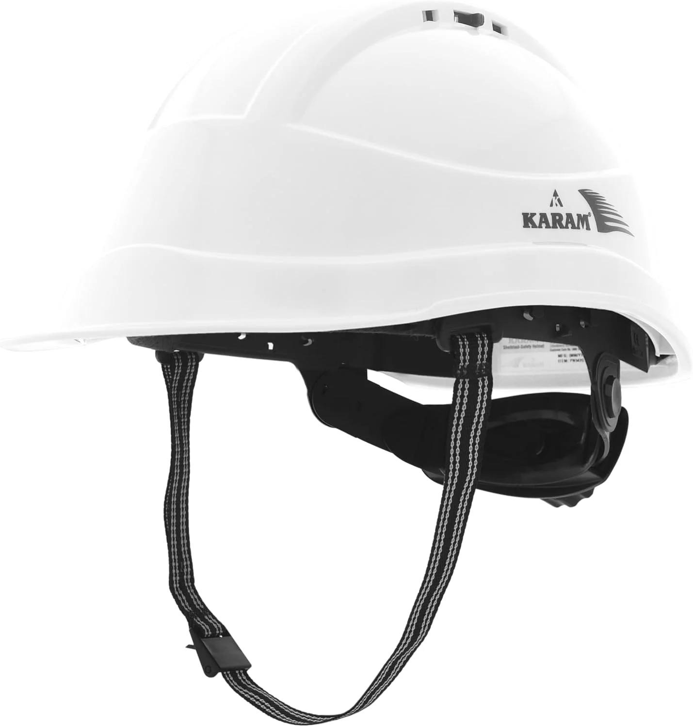 کلاه ایمنی کارام دارای نشان استاندارد ISI برای ساخت و ساز و فعالیت های فضای باز | دارای بند چانه قابل تنظیم و تنظیم نوع جغجغه ای | کلاه سخت سبک وزن، راحت و بادوام | PN542