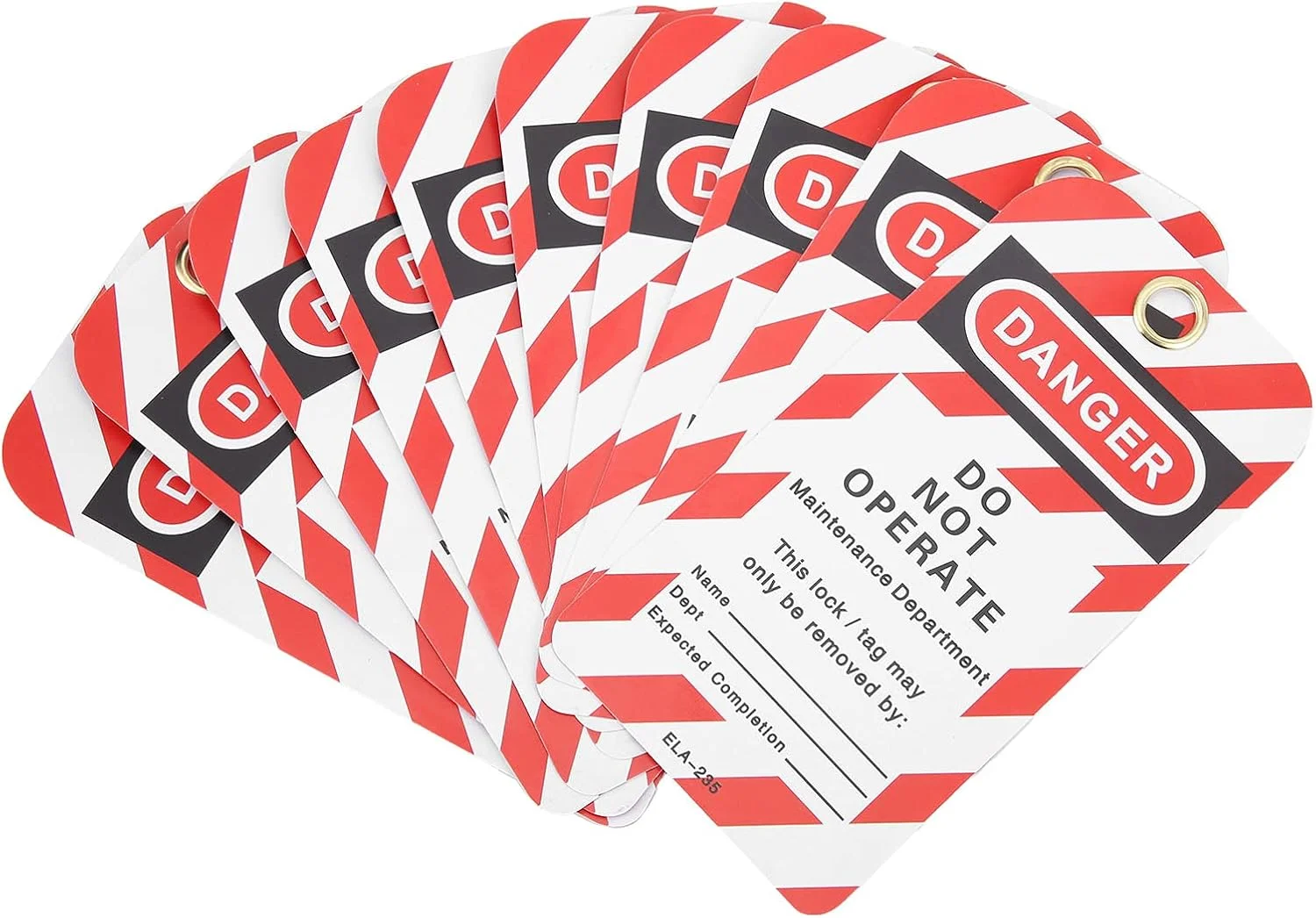 برچسب قفل گذاری Asixxsix، بسته 10 عددی برچسب ایمنی PVC دو طرفه با نوشته "خطر، از کار انداختن دستگاه خودداری کنید" برای قفل کردن، خارج از سرویس بودن و تعمیر تجهیزات الکتریکی