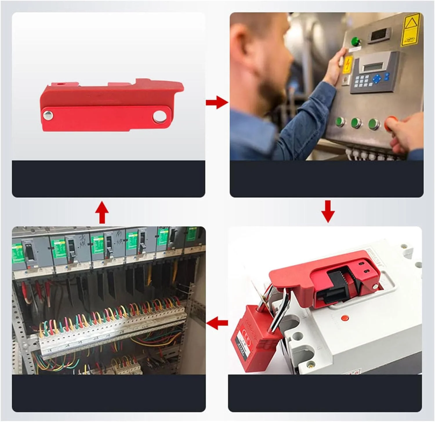 قفل های ایمنی Marhynchus Lockout Tagout با قفل های ایمنی الکتریکی مشترک برای کارگران تعمیر و نگهداری تجهیزات، جنس ABS