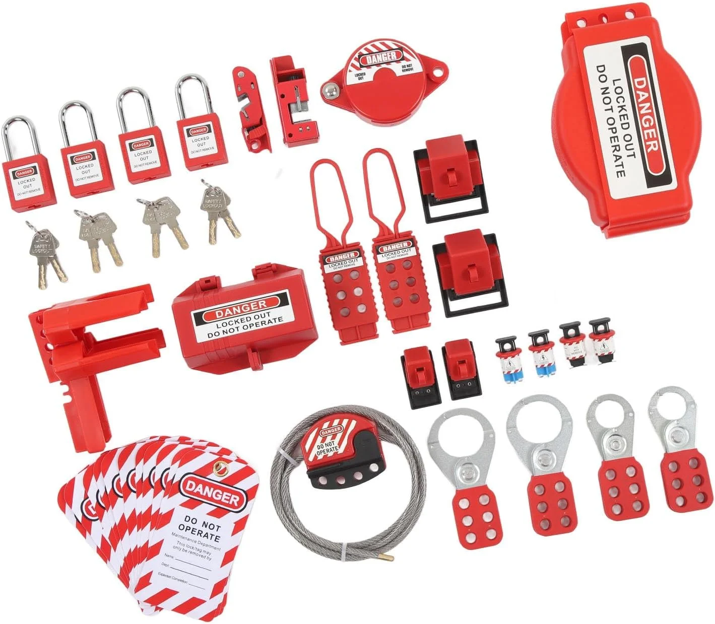 کیت قفل گذاری و برچسب گذاری Gearwell، قفل های ایمنی الکتریکی، مجموعه قفل ایمنی صنعتی، کیت ترکیبی 47 قطعه ای، دستگاه قفل کننده تجهیزات برای ایمنی محل کار