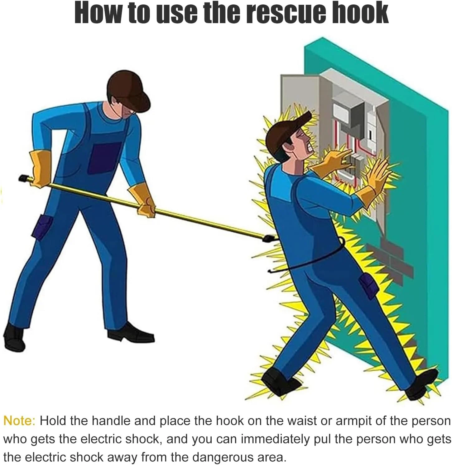 قلاب نجات اضطراری شوک الکتریکی Wzmazingly، ابزار برقی قابل حمل، تجهیزات محافظتی عایق ولتاژ بالا برای ایمنی الکتریکی (قرمز، 150 سانتی متر)