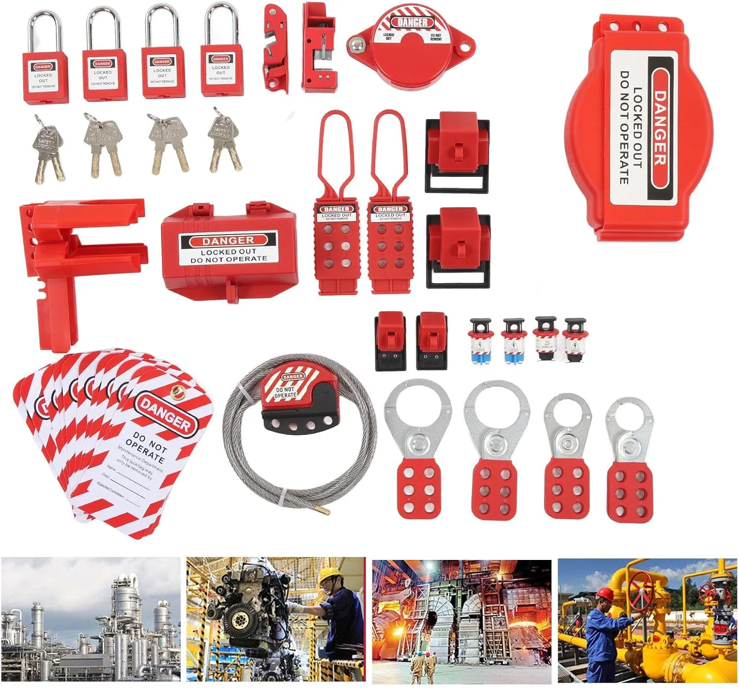 قفل های ایمنی Marhynchus Lockout Tagout با قفل های ایمنی الکتریکی مشترک برای کارگران تعمیر و نگهداری تجهیزات، جنس ABS