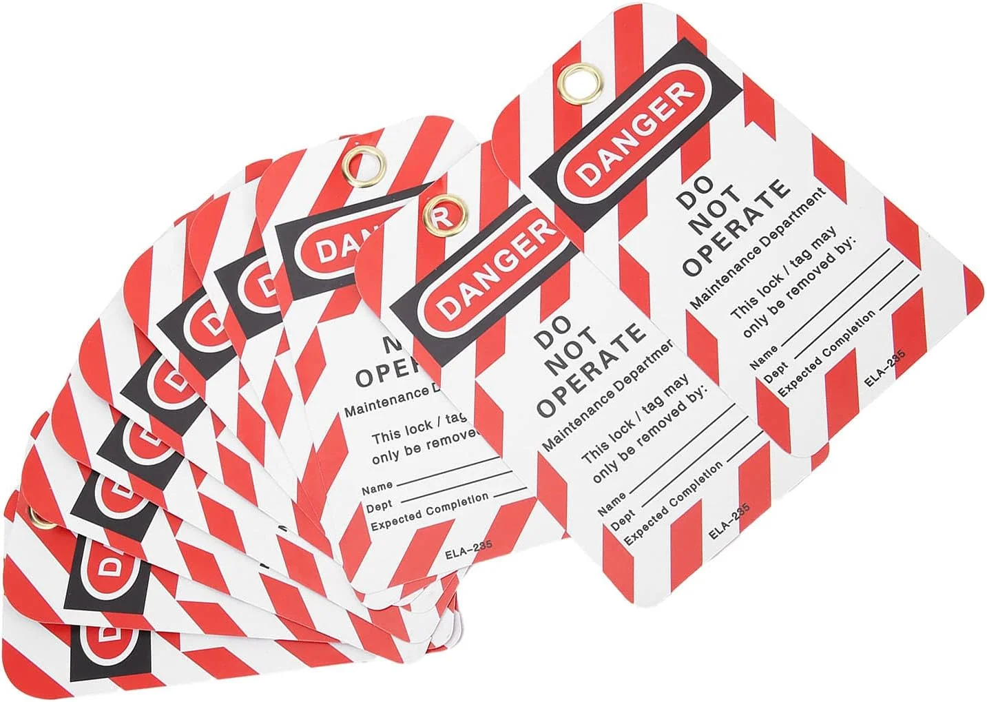 برچسب قفل گذاری Asixxsix، بسته 10 عددی برچسب ایمنی PVC دو طرفه با نوشته "خطر، از کار انداختن دستگاه خودداری کنید" برای قفل کردن، خارج از سرویس بودن و تعمیر تجهیزات الکتریکی