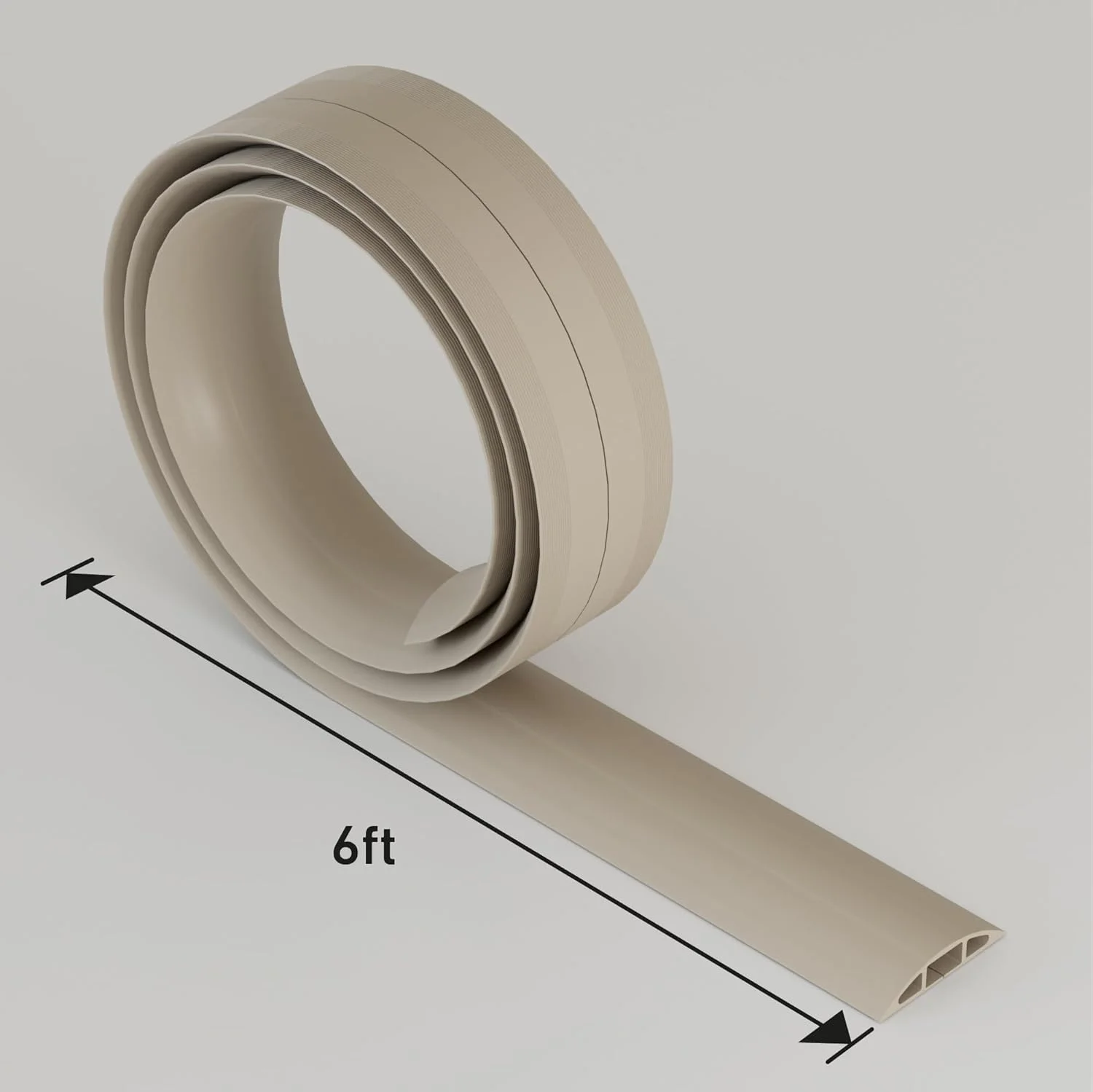 محافظ کابل زمینی D-Line به طول 6 فوت، محافظ سیم، پنهان کننده سیم های رابط، محافظت از سیم ها، جلوگیری از گیر کردن کابل، محافظ سیم سنگین - فضای کابل = 0.63 اینچ (عرض) x 0.31 اینچ (ارتفاع) - بژ