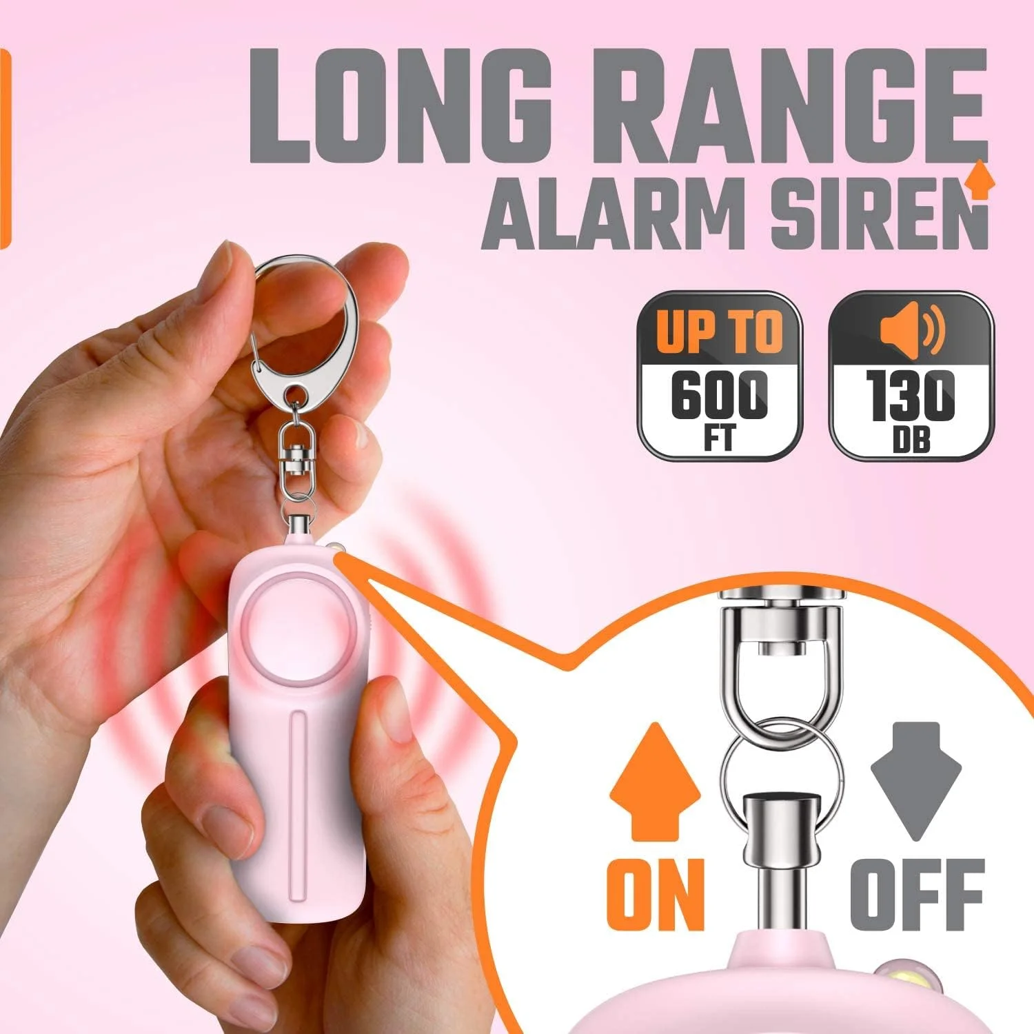 ELECDON Personal Alarm, Personal Safety Panic Alarm Keychain, Emergency Self Defence, 130 dB Loud Siren Protection Device with LED Light, Simple Operation Reusable for Women Kids Elders