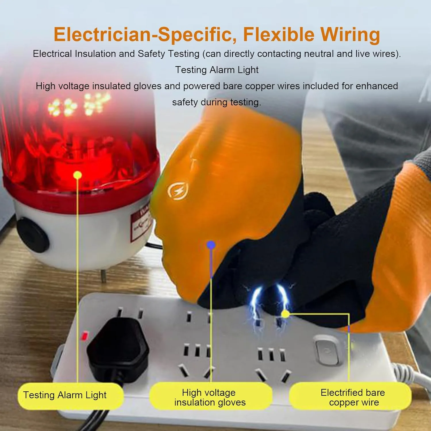 دستکش عایق برق Bewinner، دستکش کار ایمنی لاستیکی با قابلیت ضد لغزش، دستکش ایمنی برق با انعطاف پذیری بالا برای تجهیزات ولتاژ پایین، تعمیر و نگهداری، کارهای خودرو