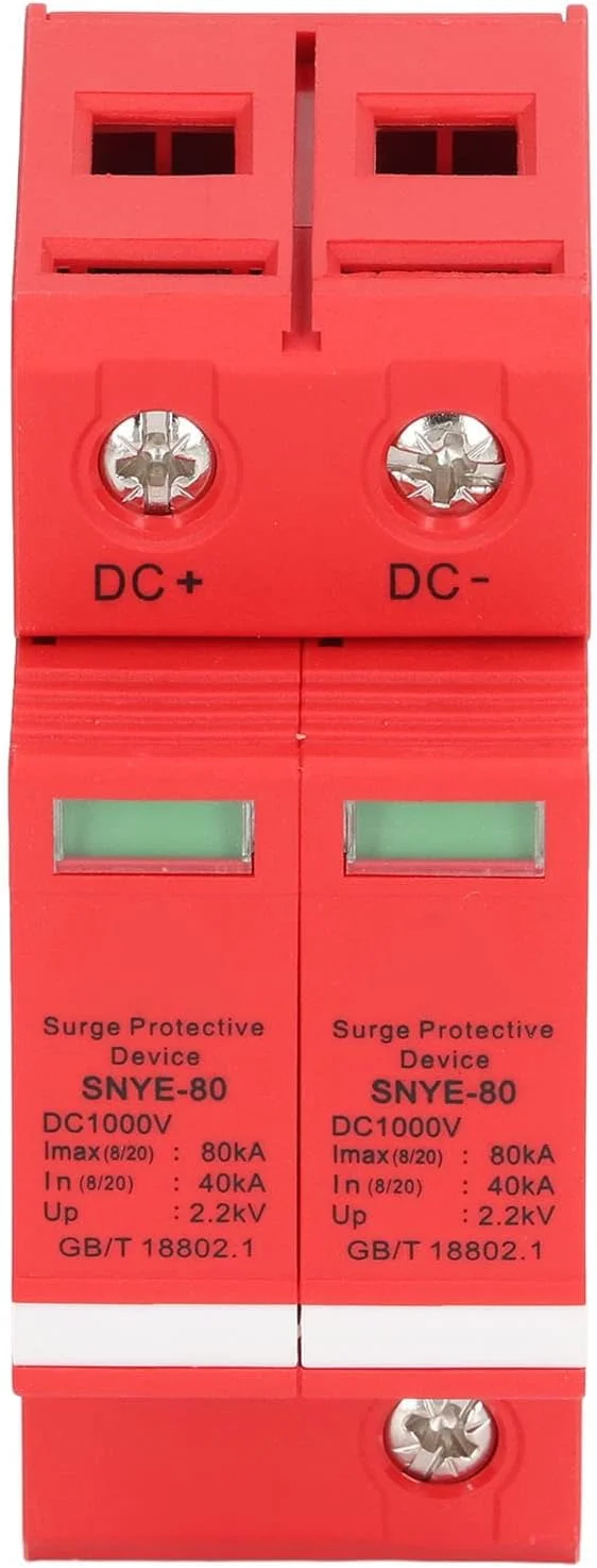 دستگاه برقگیر ولتاژ 80KA DC 1000V، دستگاه محافظت از موج سریع پاسخ، محافظ برق خانگی دستگاه قطع کننده حفاظت از موج ریلی Din برای تجهیزات الکتریکی (2P)