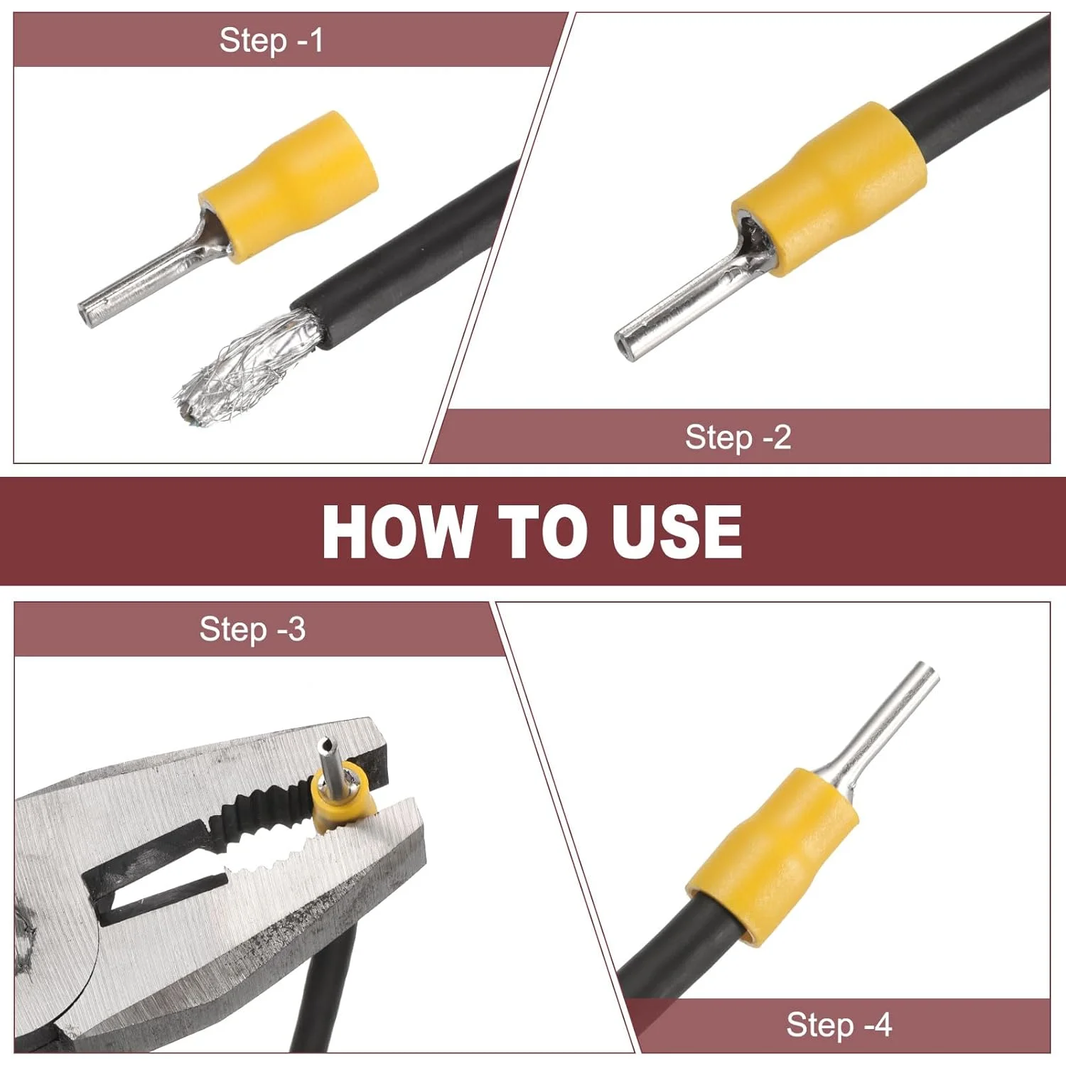 sourcing map بسته 100 عددی کانکتور سیم برق عایق پین دار، ترمینال سیم، کیت کانکتور سیم چین 22-16 AWG برای پروژه های الکتریکی صنایع شیمیایی، قرمز