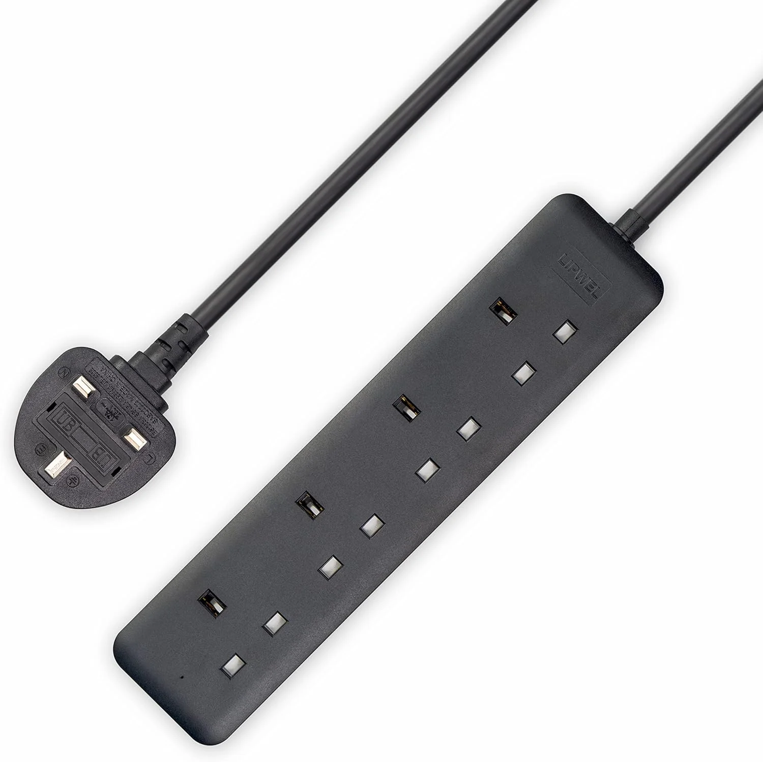 سیم سیار 3 متری LIPWEL مشکی 4 خانه با پریز برق قوی و نشانگر