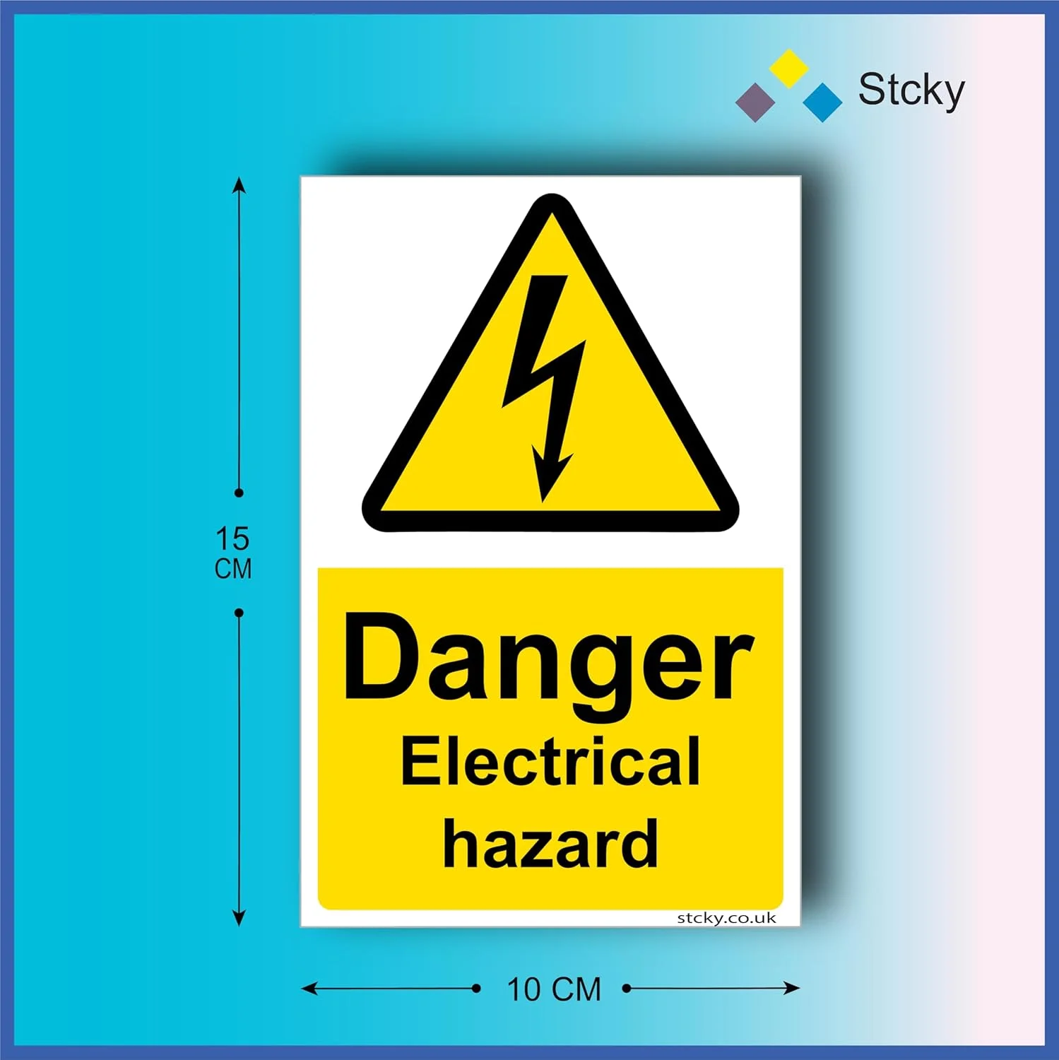 تابلو خطر برق گرفتگی ولتاژ بالا Stcky.co - برای اطمینان از ایمنی با علامت هشدار الکتریکی واضح [15 x 10 سانتی متر]