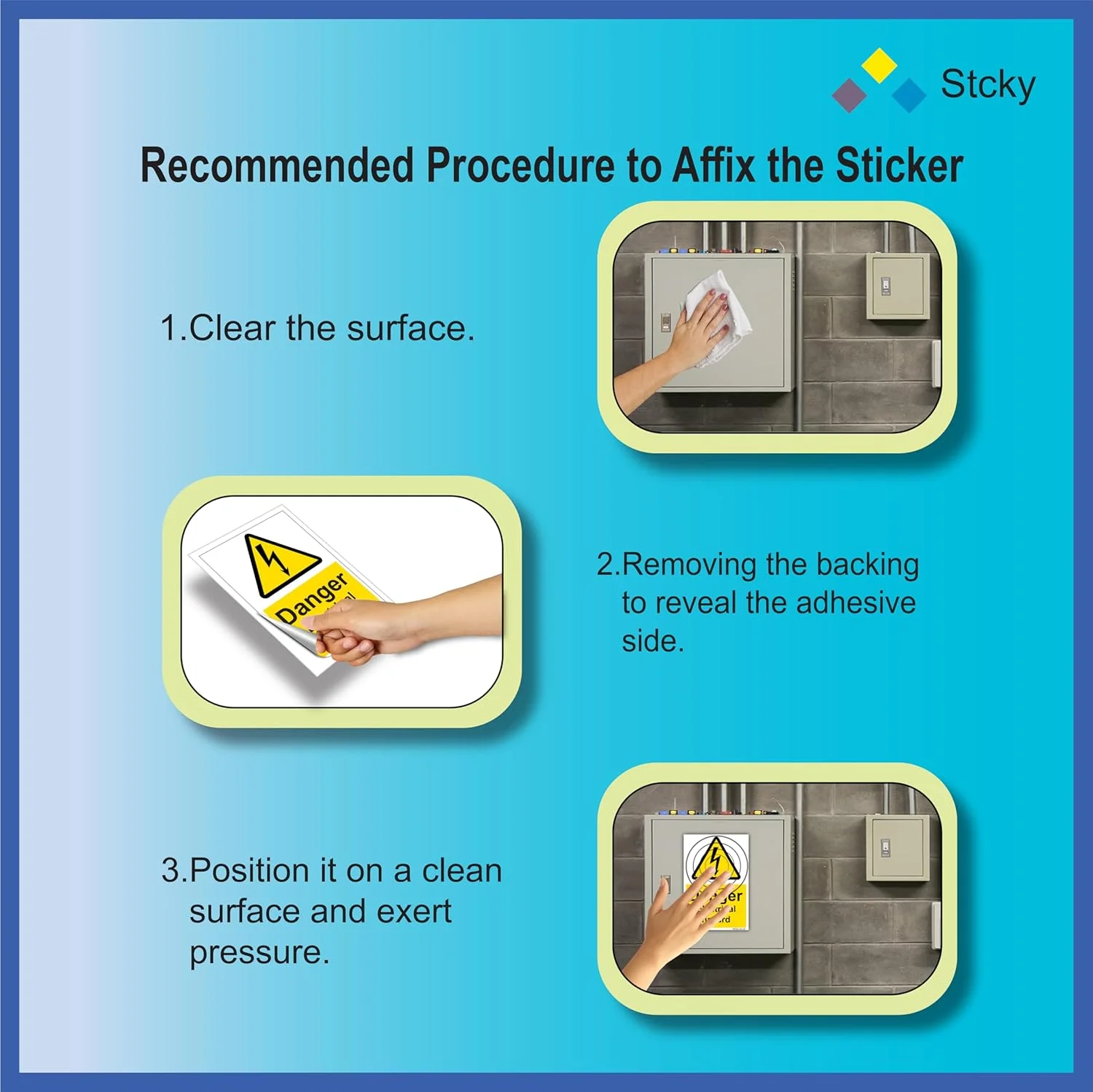 تابلو خطر برق گرفتگی ولتاژ بالا Stcky.co - برای اطمینان از ایمنی با علامت هشدار الکتریکی واضح [15 x 10 سانتی متر]