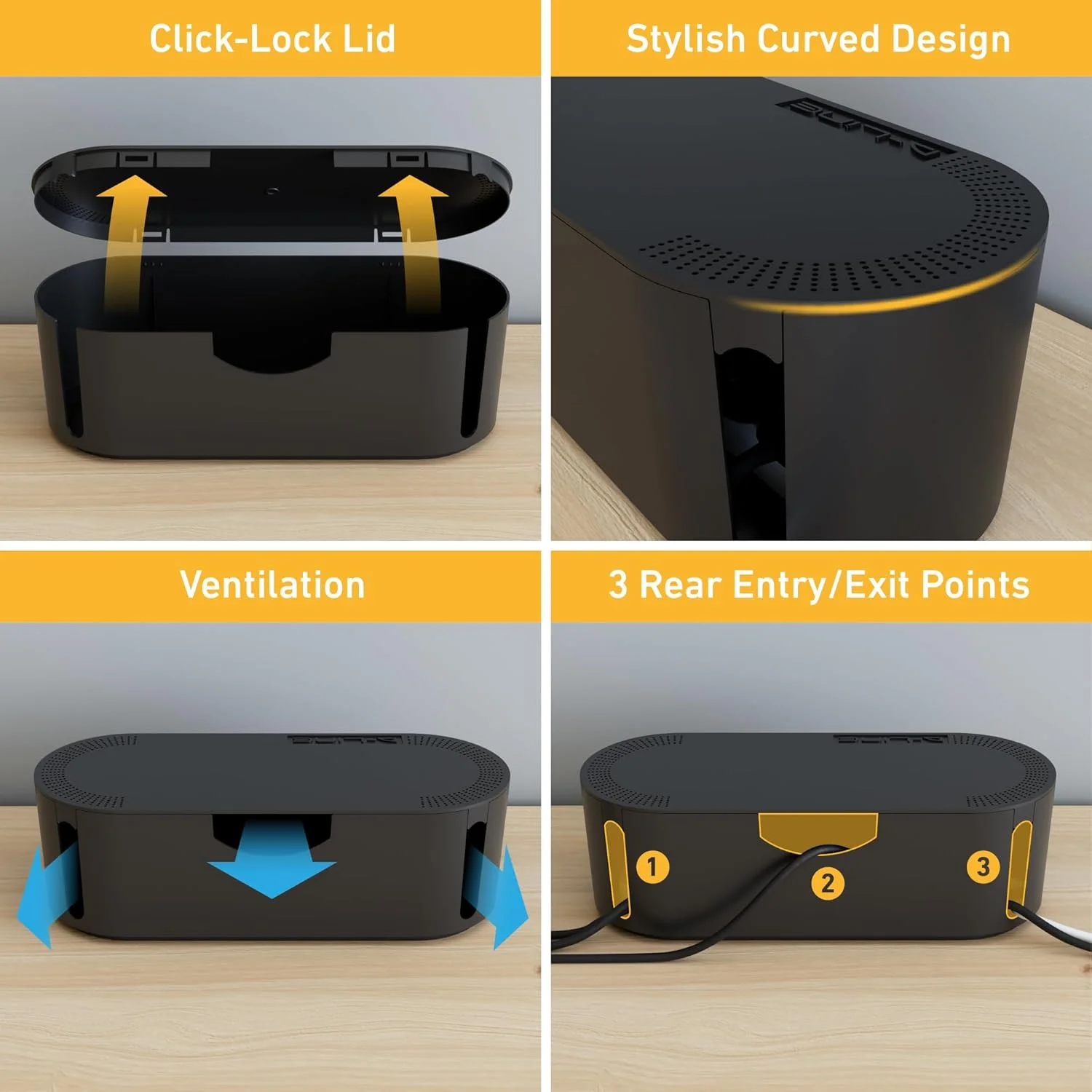 جعبه نظم دهنده کابل D-Line برای پنهان کردن و مخفی کردن چندراهی برق و کابل های برق، راه حل مدیریت کابل ایمن، ساخته شده از مواد ABS مقاوم و ایمن از نظر الکتریکی - بزرگ، مشکی جعبه نظم دهنده کابل D-Line برای پنهان کردن و مخفی کردن چندراهی برق و کابل های برق، راه حل مدیریت کابل ایمن، ساخته شده از مواد ABS مقاوم و ایمن از نظر الکتریکی - بزرگ، مشکی