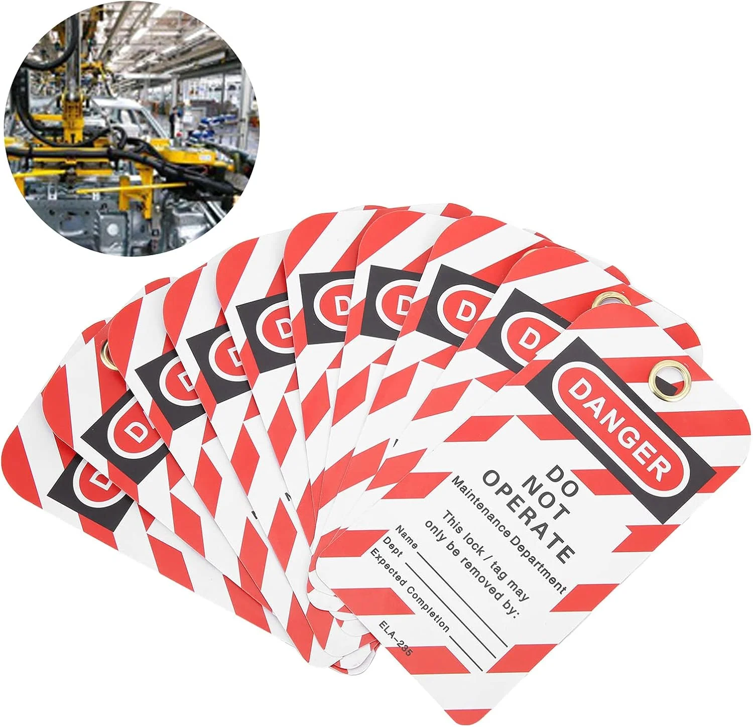 برچسب های قفل گذاری و برچسب زنی Banapoy - بسته 10 عددی برچسب خطر، تجهیزات را راه اندازی نکنید، برچسب خطر دو طرفه، برچسب هشدار ایمنی قفل گذاری برای تعمیر تجهیزات صنعتی