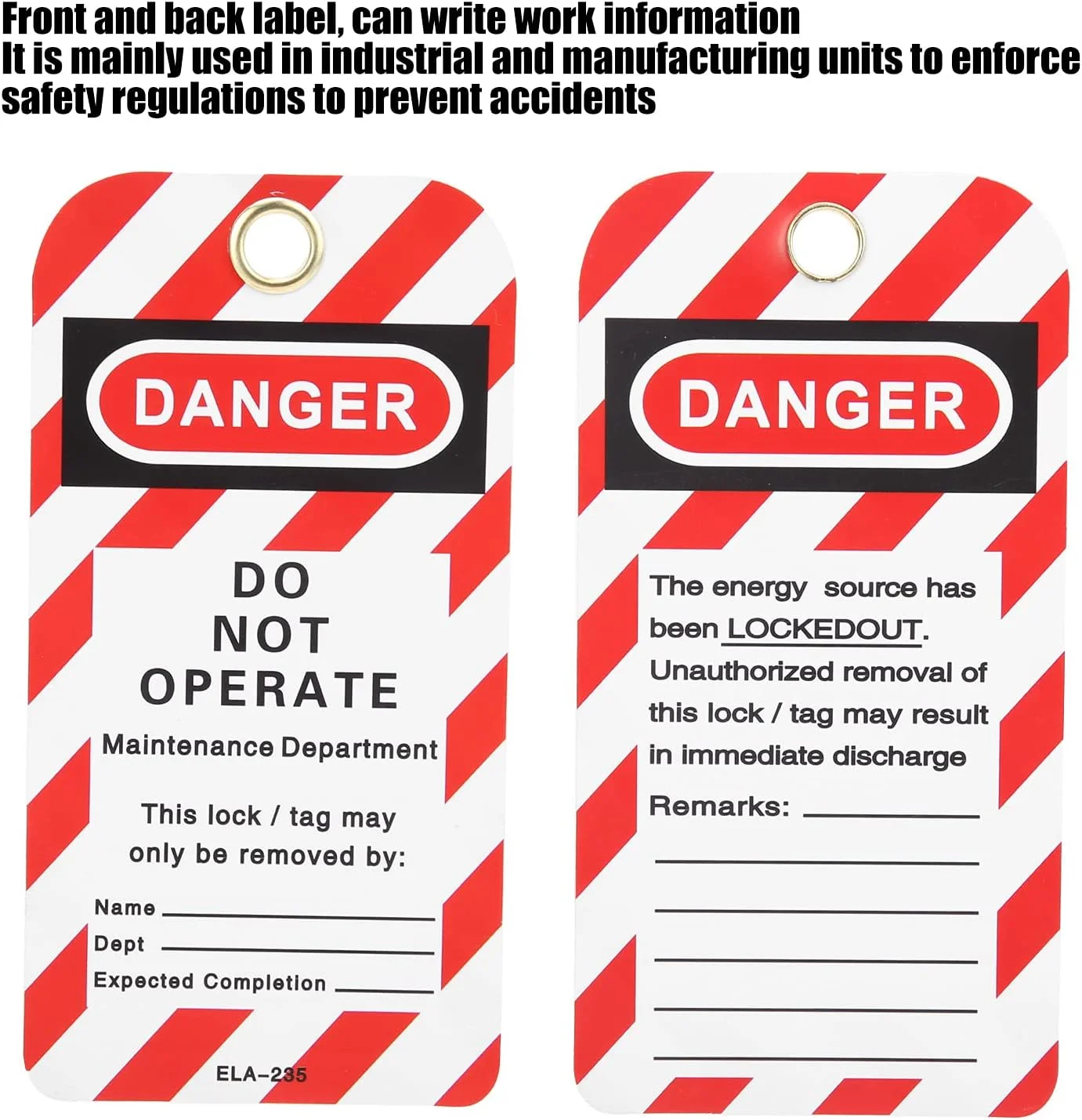 برچسب های قفل گذاری و برچسب زنی Banapoy - بسته 10 عددی برچسب خطر، تجهیزات را راه اندازی نکنید، برچسب خطر دو طرفه، برچسب هشدار ایمنی قفل گذاری برای تعمیر تجهیزات صنعتی