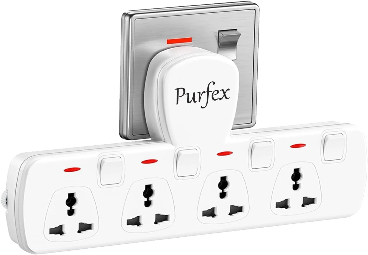 چندراهی برق پرفکس، 4 خروجی برق، شارژر دیواری، آداپتور جهانی، ایستگاه شارژ، طراحی جمع و جور برای خانه، دفتر و مسافرت