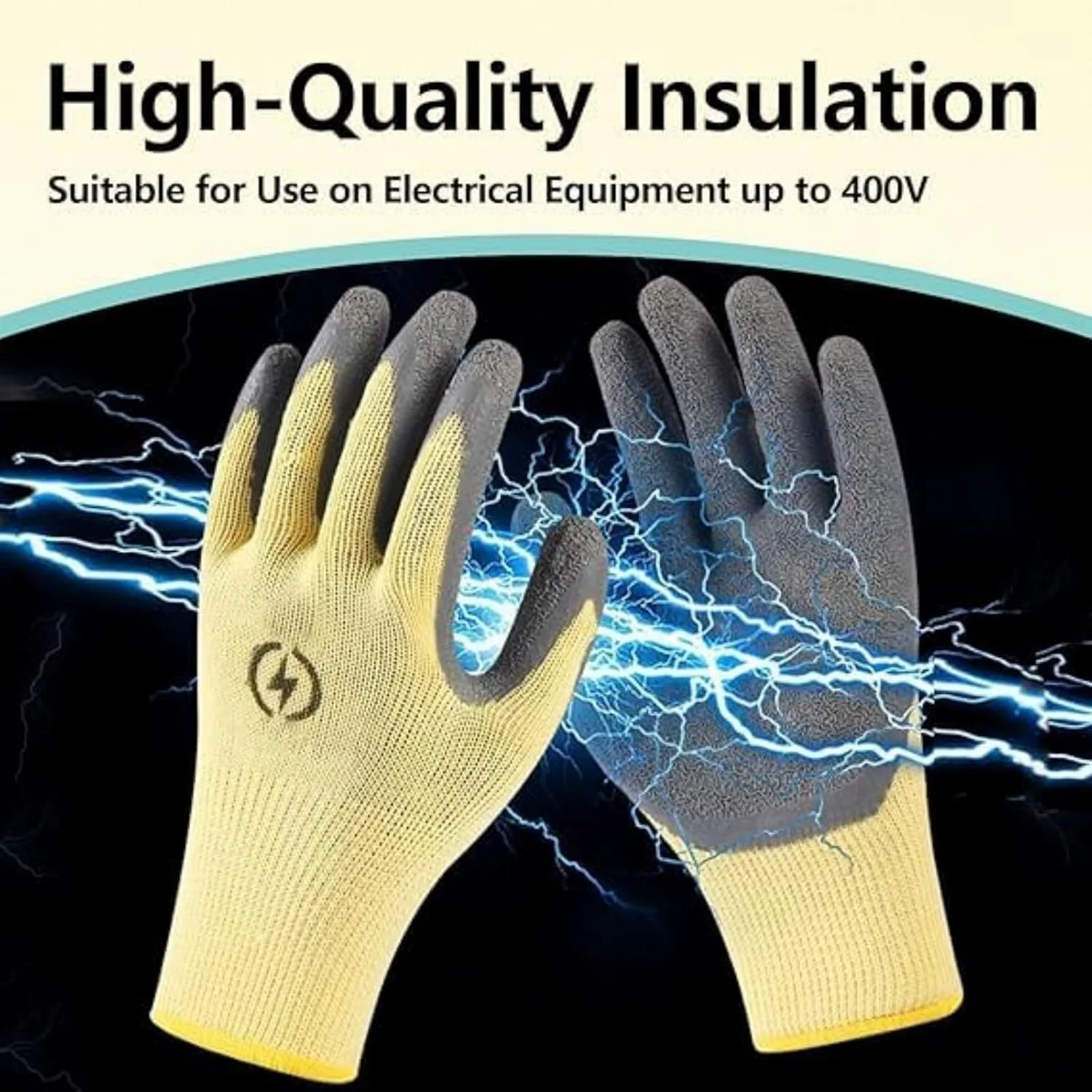 دستکش های عایق برق برای برقکاران، مقاومت 400 ولت در برابر ولتاژ بالا، دستکش های کار لاستیکی مقاوم در برابر شعله با طراحی ضد لغزش، محافظت در برابر شوک و برش، هدیه ایده آل برقی برای مردان