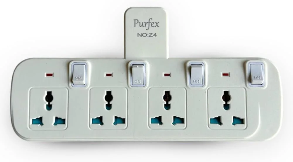 چندراهی برق پرفکس، 4 خروجی برق، شارژر دیواری، آداپتور جهانی، ایستگاه شارژ، طراحی جمع و جور برای خانه، دفتر و مسافرت