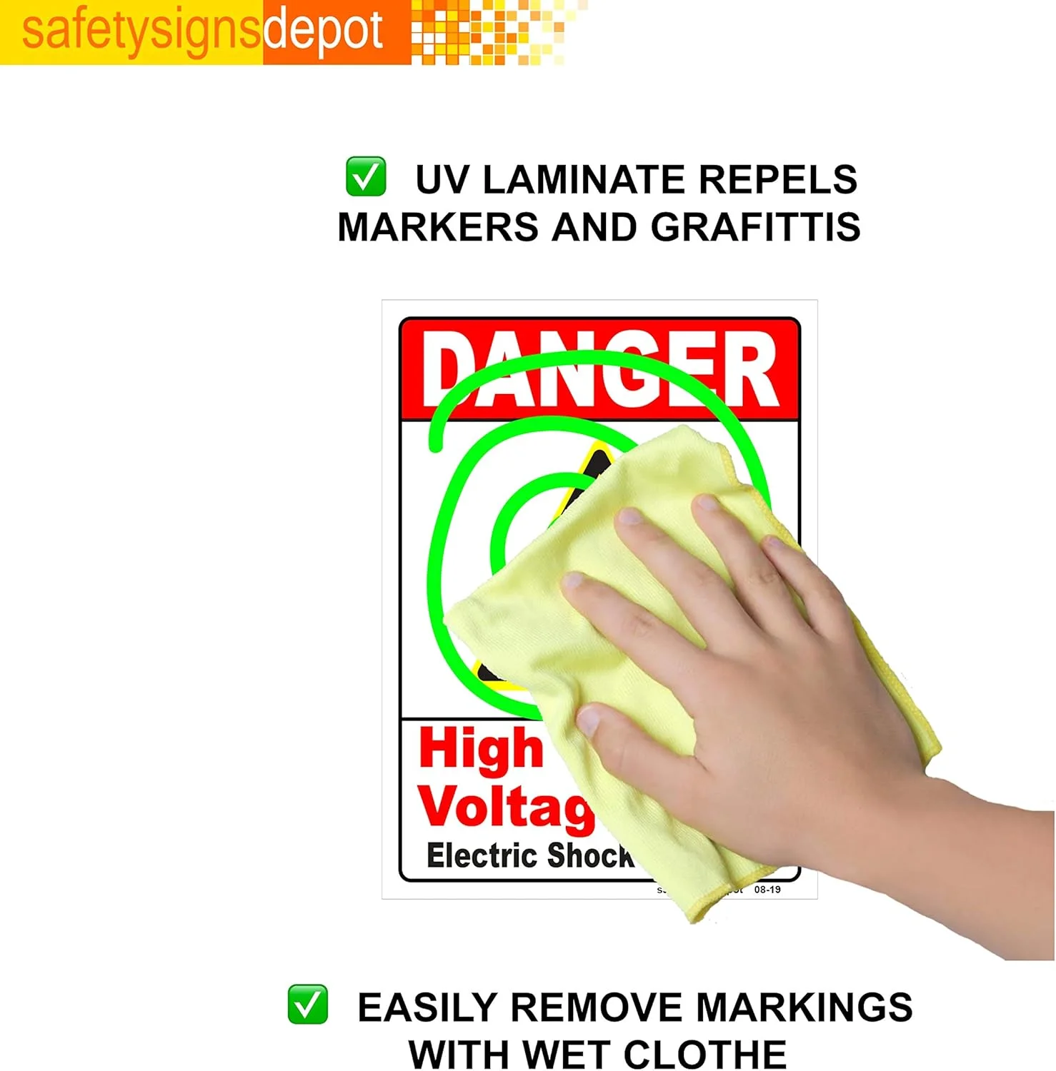 برچسب های خطر برق گرفتگی/ ولتاژ بالا Safety Supply Mart، 15.24 سانتی متر در 10.16 سانتی متر، بسته 3 عددی - برای علائم خطر برق محافظت شده در برابر اشعه ماوراء بنفش در داخل/ خارج از منزل