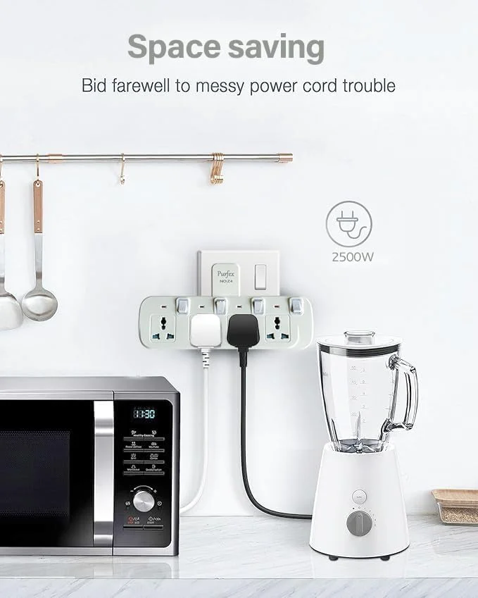 چندراهی برق پرفکس، 4 خروجی برق، شارژر دیواری، آداپتور جهانی، ایستگاه شارژ، طراحی جمع و جور برای خانه، دفتر و مسافرت