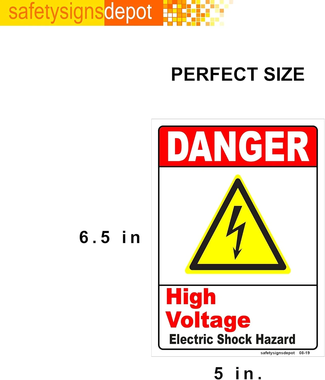 برچسب های خطر برق گرفتگی/ ولتاژ بالا Safety Supply Mart، 15.24 سانتی متر در 10.16 سانتی متر، بسته 3 عددی - برای علائم خطر برق محافظت شده در برابر اشعه ماوراء بنفش در داخل/ خارج از منزل