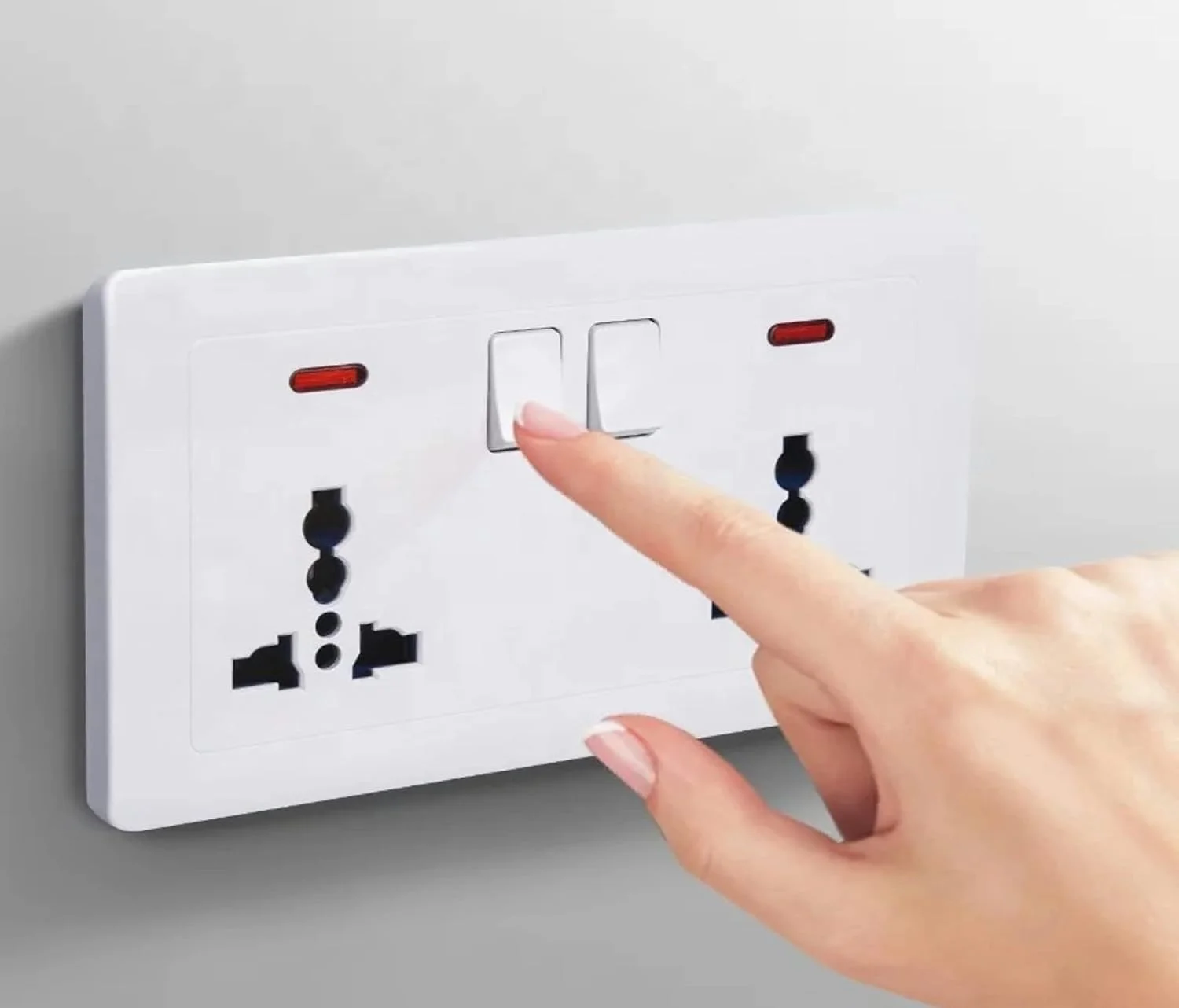 پریز برق دیواری دو قلو یونیورسال 13 آمپر با شاترهای ایمنی، پریز برق دیواری دوگانه با سوئیچ های کنترل جداگانه برای مصارف خانگی، اداری و تجاری پریز برق دیواری دو قلو یونیورسال 13 آمپر با شاترهای ایمنی، پریز برق دیواری دوگانه با سوئیچ های کنترل جداگانه برای مصارف خانگی، اداری و تجاری