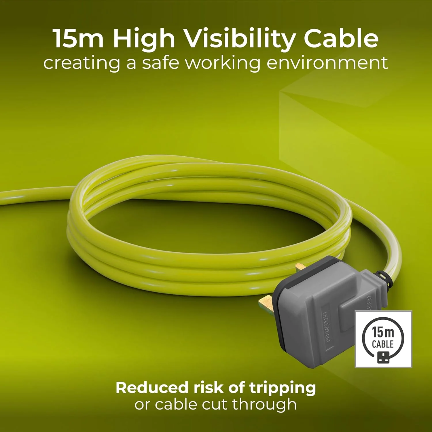 سیم سیار قرقره ای مسترپلاگ Pro-XT مدل HMU15134SL-PX با چهار پریز، دسته جمع کننده کابل، قطع کننده حرارتی و کلید روشن/خاموش، کابل 15 متری با دید بالا