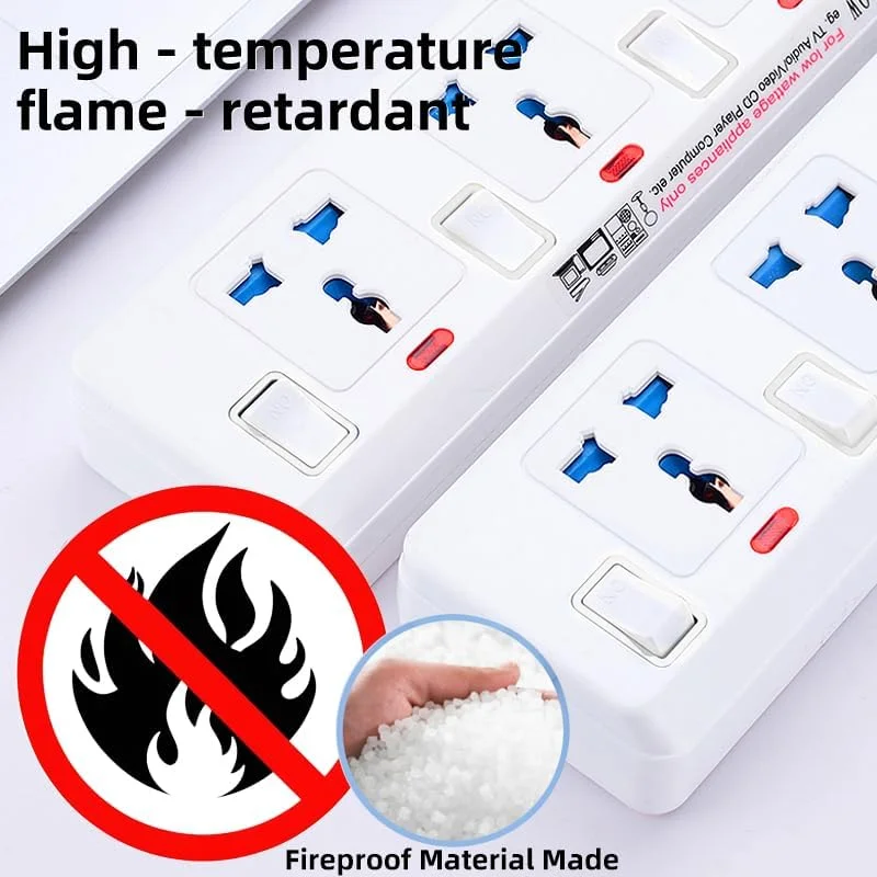 سیم رابط برق Purfex | سوکت و کابل یونیورسال 3 متری، سیم رابط برق سنگین | آداپتور دوشاخه با 4 خروجی، محافظ برق مقاوم در برابر آتش برای خانه و محل کار