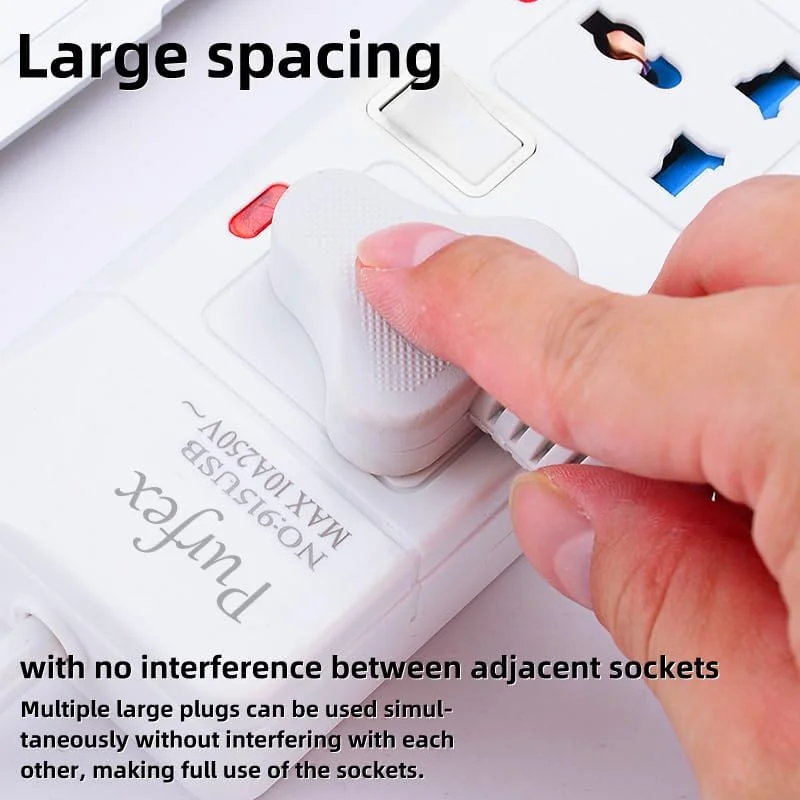 سیم رابط برق Purfex | سوکت و کابل یونیورسال 3 متری، سیم رابط برق سنگین | آداپتور دوشاخه با 4 خروجی، محافظ برق مقاوم در برابر آتش برای خانه و محل کار