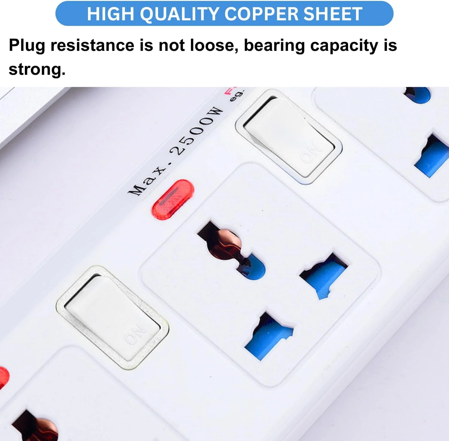 سیم رابط برق Purfex | سوکت و کابل یونیورسال 3 متری، سیم رابط برق سنگین | آداپتور دوشاخه با 4 خروجی، محافظ برق مقاوم در برابر آتش برای خانه و محل کار