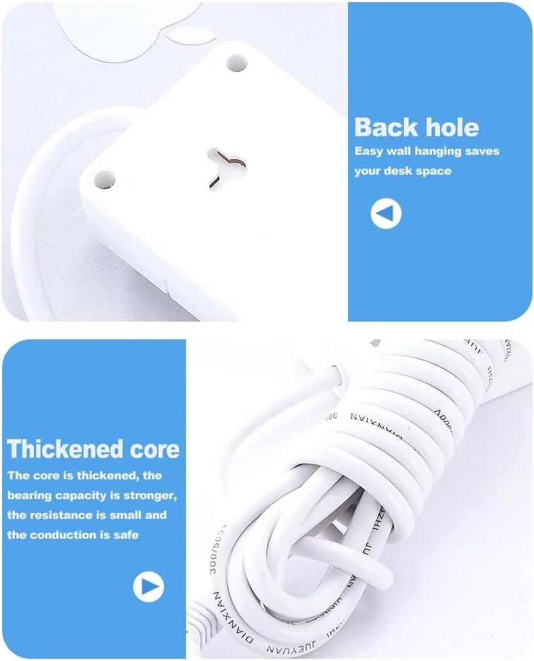 سیم رابط برق Purfex | سوکت و کابل یونیورسال 3 متری، سیم رابط برق سنگین | آداپتور دوشاخه با 4 خروجی، محافظ برق مقاوم در برابر آتش برای خانه و محل کار