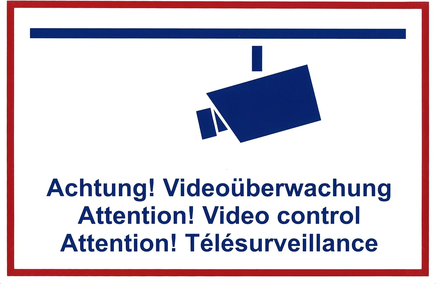 تابلو ایمنی اصلی آندریس ® / تابلو متن / علامت عملیاتی 'Achtung Videoüberwachung' (چند زبانه) پلاک پلاستیکی 300 x 200 میلی متر