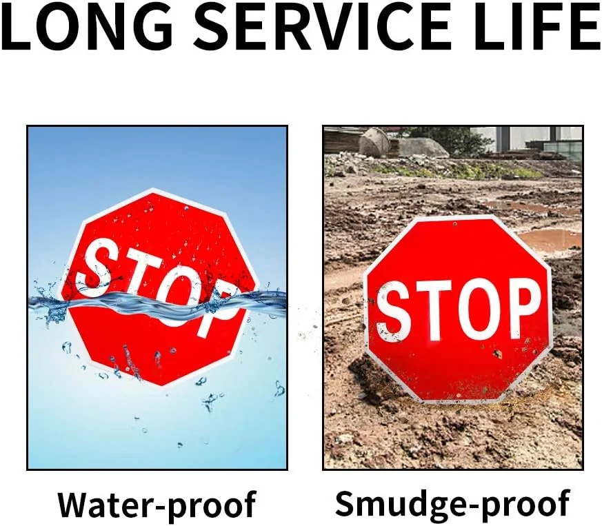 تابلو ایست بزرگ Enjoyist، علامت احتیاط خیابانی، بازتابنده، 60x60 سانتی متر، آلومینیوم ضد زنگ 40 میل، محافظت شده در برابر UV و مقاوم در برابر آب و هوا