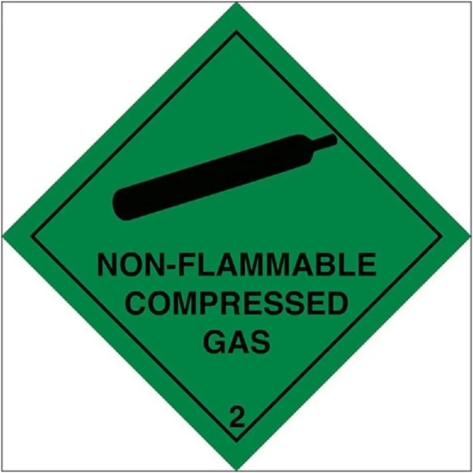 علامت ایمنی خطر الماس V - گاز فشرده غیر قابل اشتعال - 200x200 میلی متر - تابلوی ایمنی مغناطیسی