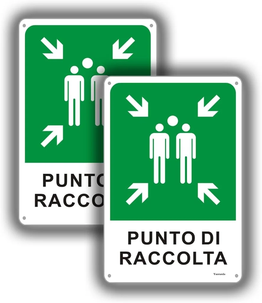 تابلو علامت محل جمع آوری یونتاردا، 2 عدد، 30x20 سانتی متر، علامت ایمنی و اضطراری فلزی آلومینیومی
